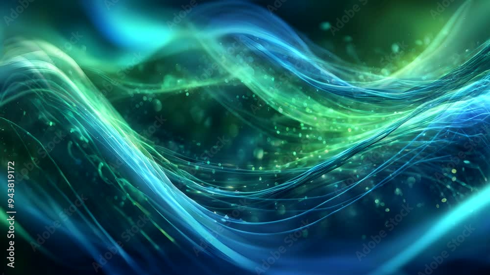 Abstract waves of blue and green light create a dynamic, flowing visual effect. Abstract waves of blue and green light create a dynamic, flowing visual effect.
