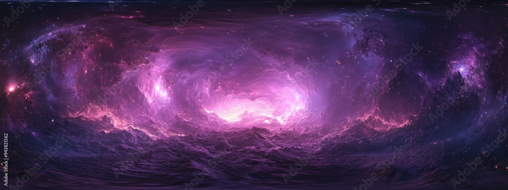 360 degree interstellar cloud of dust and gas in a 3D cartoon rendering ...