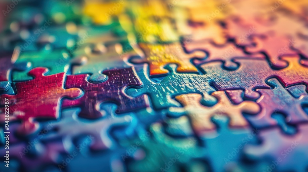 A close-up of a jigsaw puzzle showing the different pieces. A close-up of a jigsaw puzzle showing the different pieces.