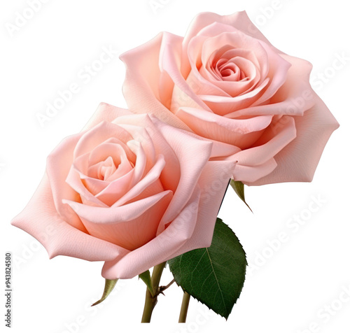 Fototapeta Naklejka Na Ścianę i Meble -  PNG  Elegant pink roses with leaves