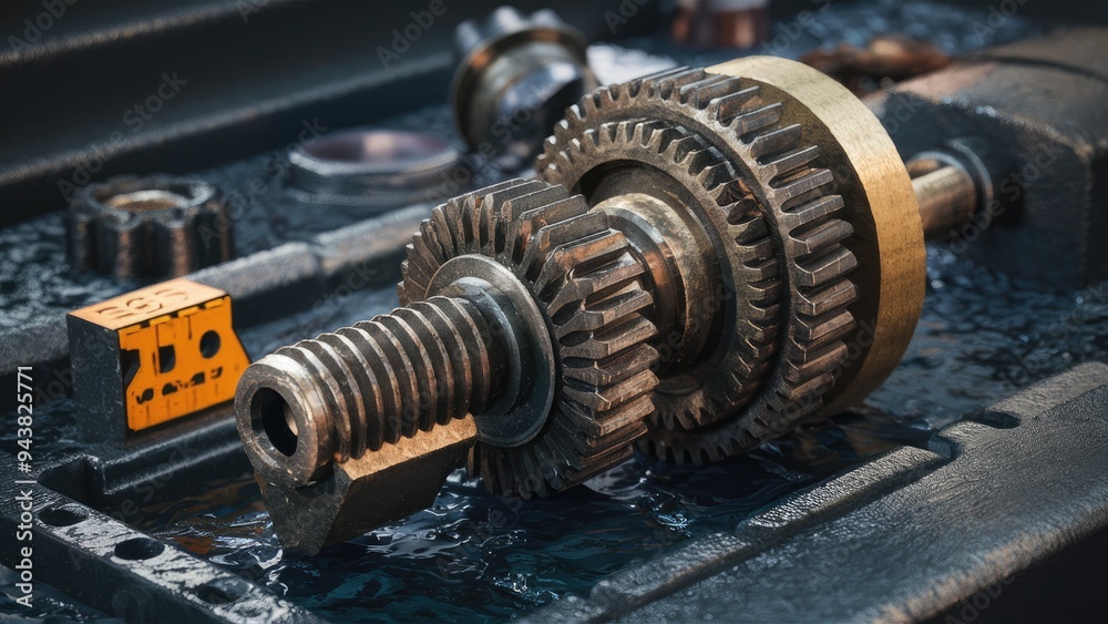 Detailed 3D Rendering of a Worm Gear Assembly Detailed 3D Rendering of a Worm Gear Assembly