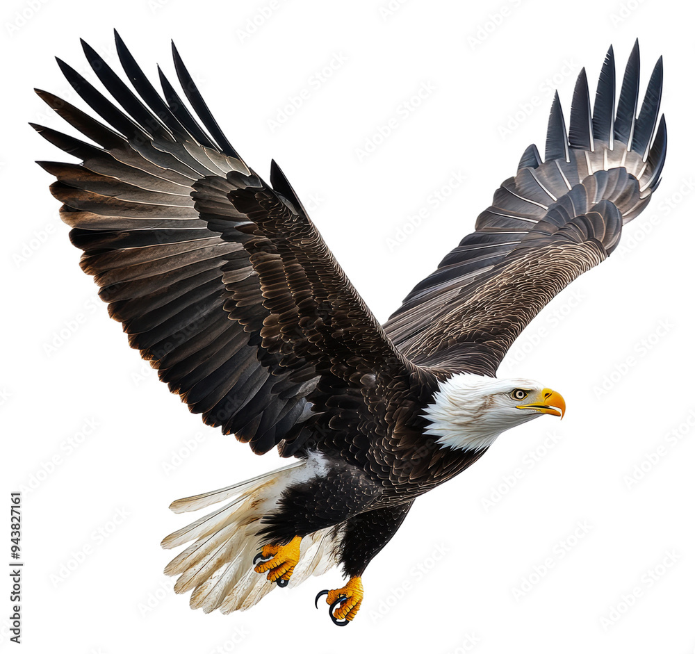 Obraz premium PNG Majestic eagle soaring above the forest at sunrise