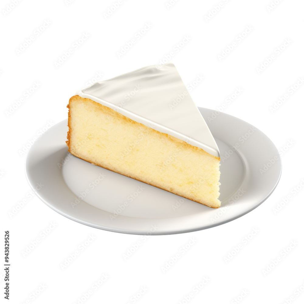 piece of white cake on plate isolated on transparent background cutout piece of white cake on plate isolated on transparent background cutout