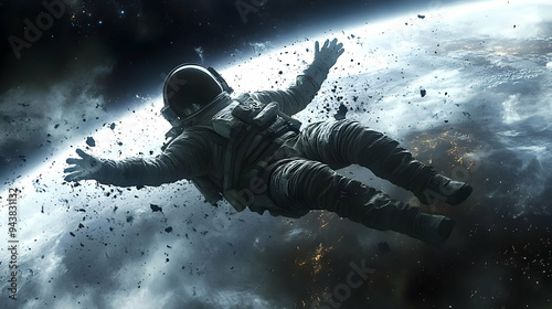 Astronaut floating in space...
