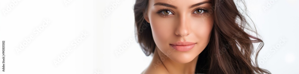 Wellness and skincare, showcasing a model with a radiant smile and perfect makeup. Wellness and skincare, showcasing a model with a radiant smile and perfect makeup.