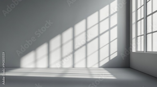 Gray background for product presentation with shadow and light from windows