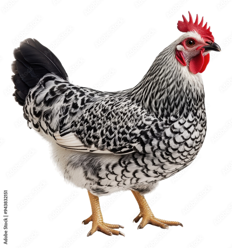 Fototapeta premium PNG Beautiful hen with unique plumage in natural pose