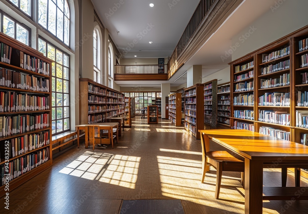 Sunlight Streaming Through Library Windows Sunlight Streaming Through Library Windows
