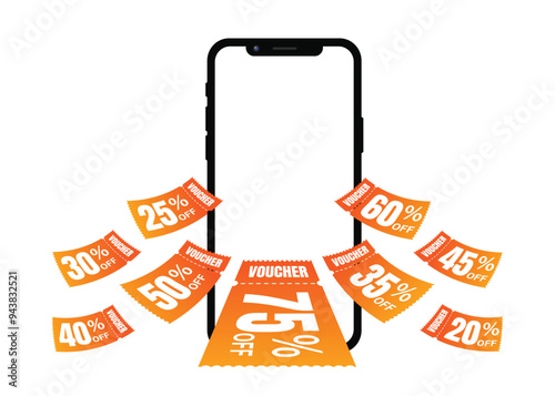 Flying gradient vouchers, vouchers, exchange. Discount, profitable purchases, Offers, Special premium price offers sale coupon. vector illustration, mobile pop up vouchers.