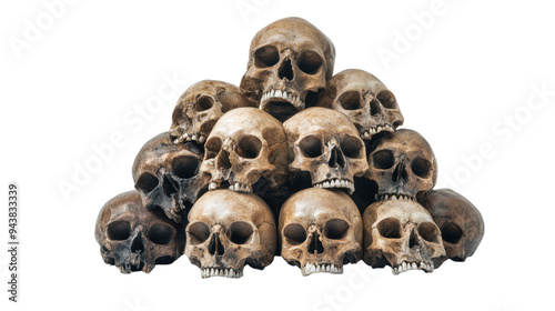 Pile of Human Skulls on a Clean White Background  photo