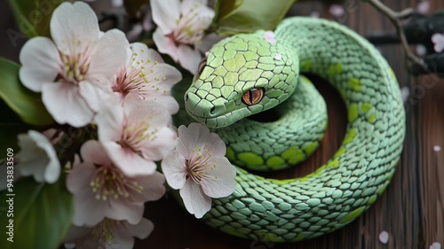 Artistic green snake sculpt...