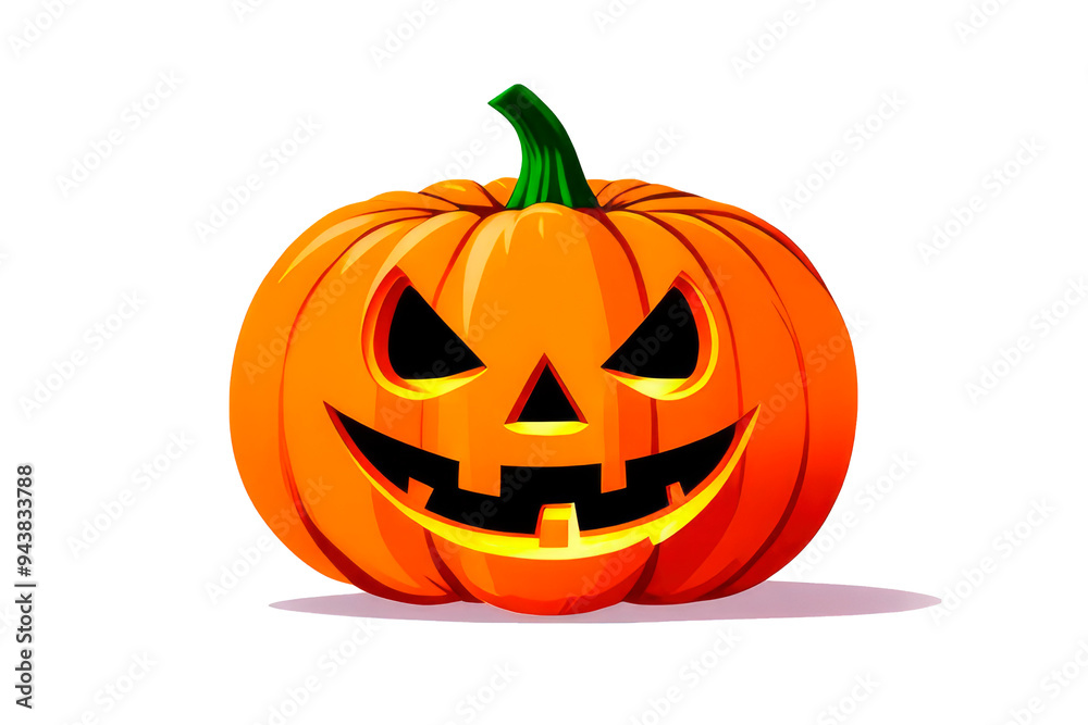 Halloween Jack o Lantern pumpkin with spooky face, illustration isolated on white background Halloween Jack o Lantern pumpkin with spooky face, illustration isolated on white background