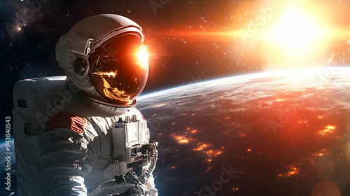 Astronaut gazing at Earth w...