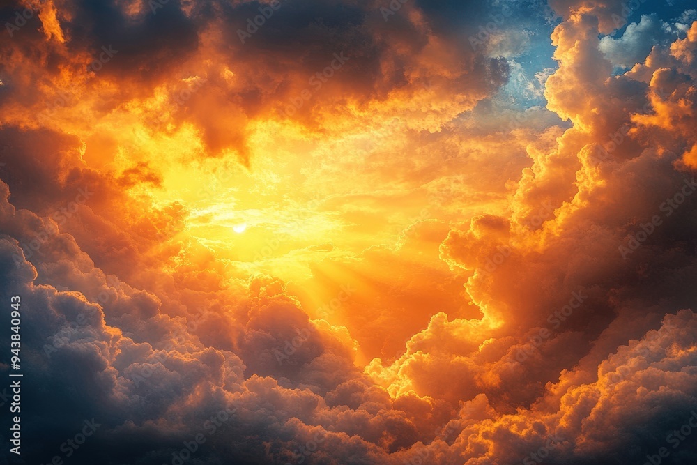 Sunlight breaking through the clouds on a stormy day. Sunlight breaking through the clouds on a stormy day.