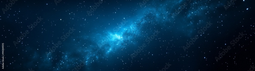 Obraz premium A stunning cosmic scene showcasing a galaxy with vibrant blue hues and stars.