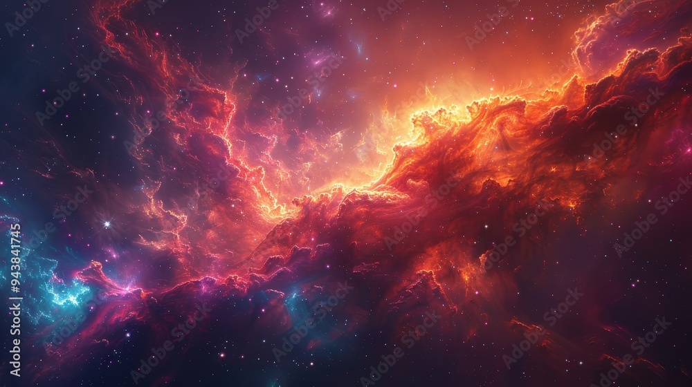 Fototapeta premium Cosmic Nebula in Vivid Hues
