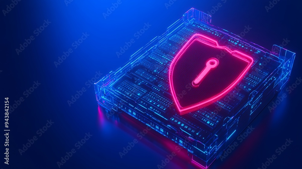 Digital security concept with a glowing shield and padlock icon, symbolizing data protection and cybersecurity measures in a technological environment. Digital security concept with a glowing shield and padlock icon, symbolizing data protection and cybersecurity measures in a technological environment.