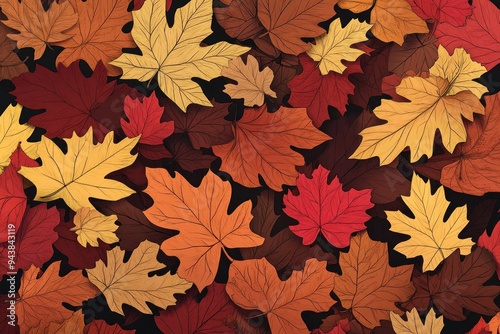 A Close-Up View of Vibrant Autumn Leaves