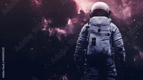 Astronaut in space suit aga...