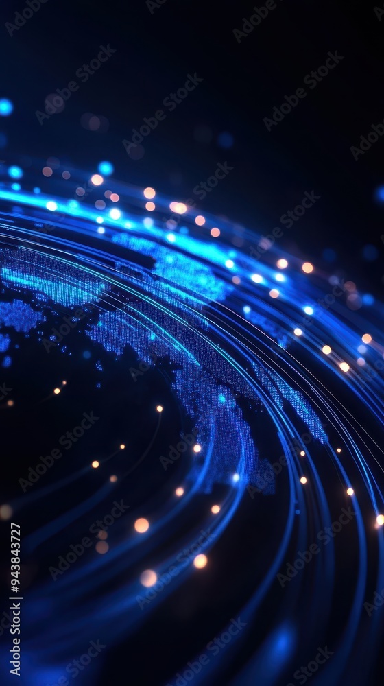Futuristic digital globe with glowing blue lines and particles, representing global communication and data transfer. Futuristic digital globe with glowing blue lines and particles, representing global communication and data transfer.