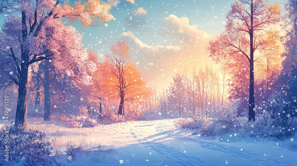 Festive Glow of Christmas Trees in a Magical Forest Setting Festive Glow of Christmas Trees in a Magical Forest Setting