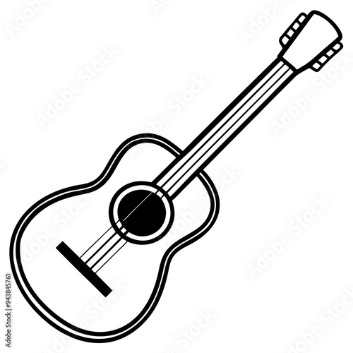 Guitar outline silhouette. Music instrument line icon. Vector illustration.