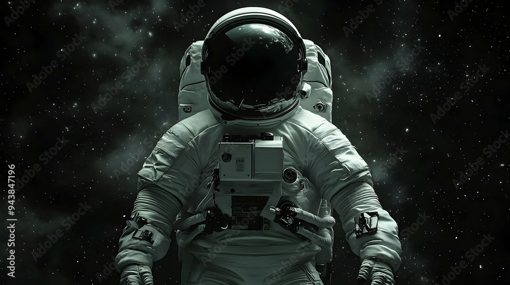 Astronaut in space suit floats against a starry sky. Astronaut in space suit floats against a starry sky.