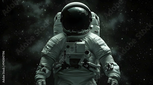 Astronaut in space suit flo...