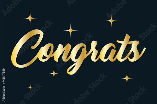 Congrats hand lettering 3d in gold, congrats typography, calligraphy