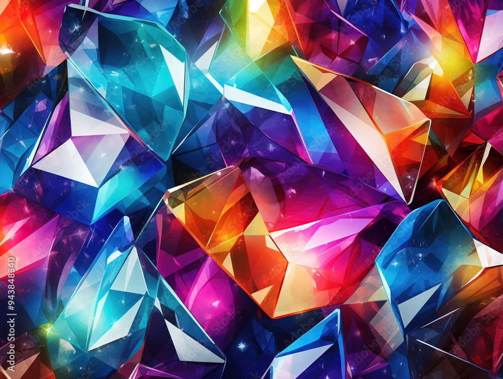 Obraz premium Attractive 3d render abstract crystal background iridescent texture macro panorama