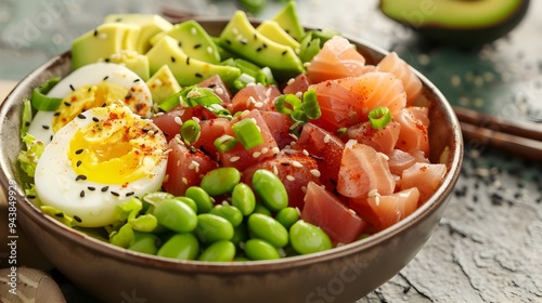 Vibrant Poke Bowl with Boil...