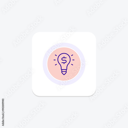 earning idea, investment, money, dollar purple line icon on a colorful circle, stylish icon, ai illustrator file