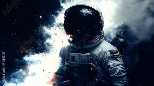 Astronaut in space suit wit...