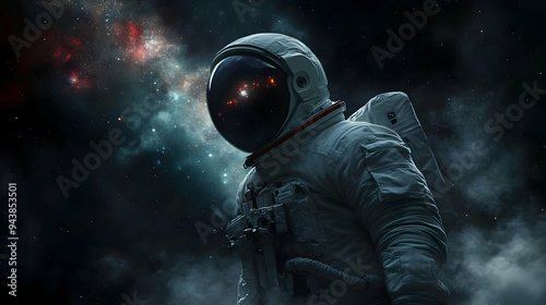 Astronaut in space suit wit...