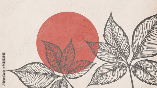 Botanical background. Abstract plant shapes. Minimalist illustration for printing on wall decorations.