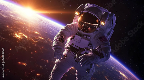Astronaut in space with Ear...
