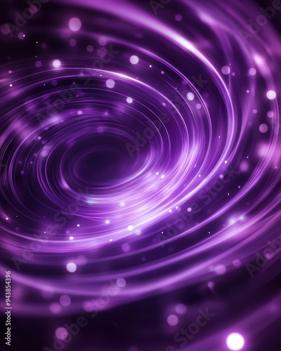 Abstract swirl of glowing purple light in motion, creating an alluring and mystical visual effect with sparkling particles.