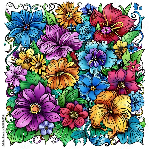 Colorful Flower Bouquet Illustration.