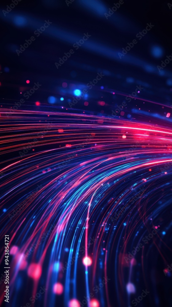 Abstract image of neon light trails with vibrant blue and pink colors, representing digital data flow and futuristic technology. Abstract image of neon light trails with vibrant blue and pink colors, representing digital data flow and futuristic technology.