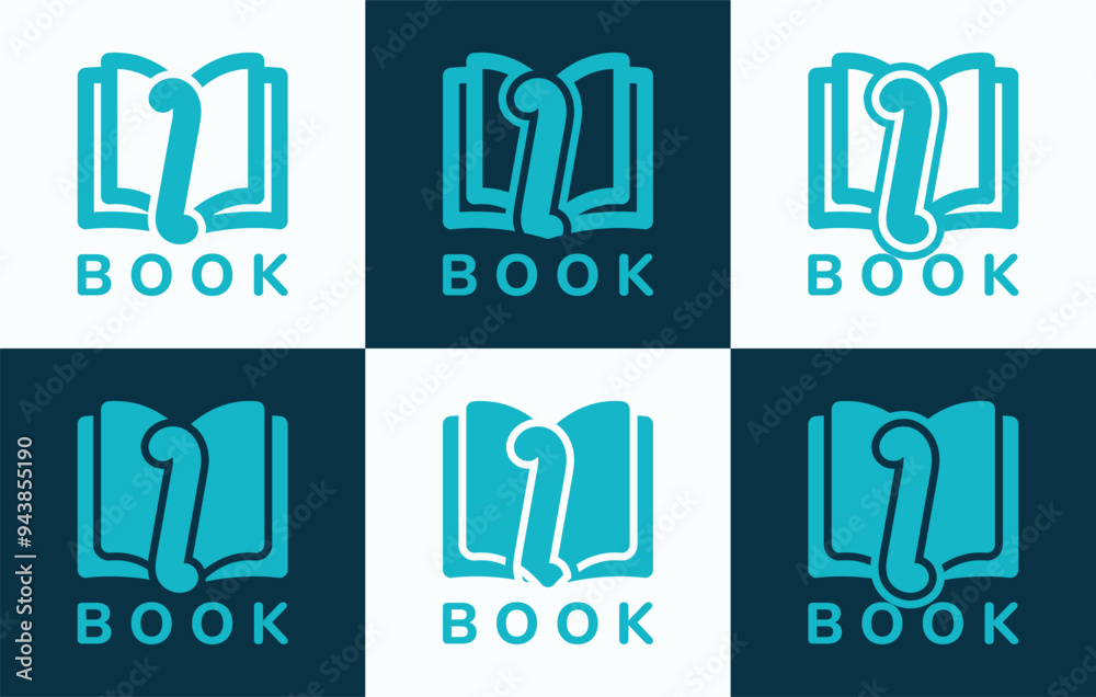 Set of letter I book logo. This logo combines letters and book shapes. Perfect for education, schools, tutoring and the likes. Set of letter I book logo. This logo combines letters and book shapes. Perfect for education, schools, tutoring and the likes.