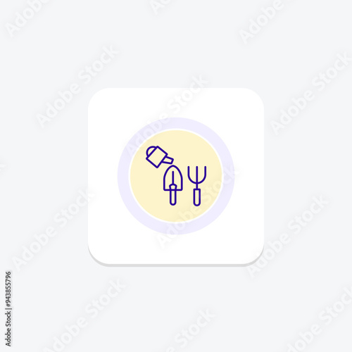 Gardening Tools icon, tools, garden, shovel, rake line icon, editable vector icon, pixel perfect, illustrator ai file