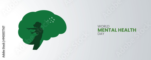 World Mental Health Day, mental health creative design. Mental freedom concept design for banner, poster, 3d Illustration