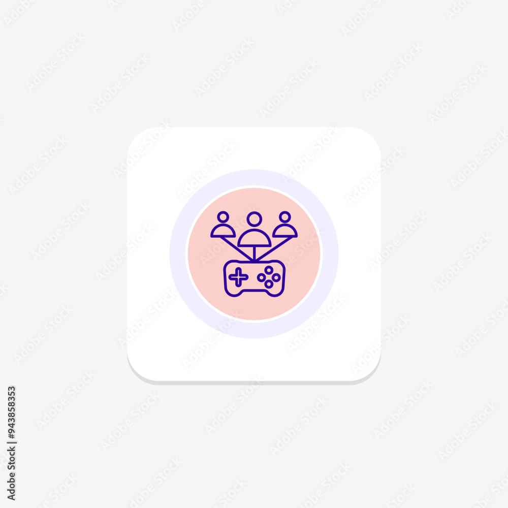 Social Gaming icon, gaming, game, multiplayer, friends line icon, editable vector icon, pixel perfect, illustrator ai file Social Gaming icon, gaming, game, multiplayer, friends line icon, editable vector icon, pixel perfect, illustrator ai file