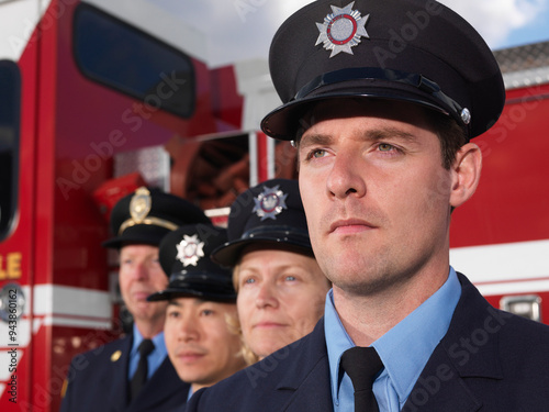 Firefighters by Fire Truck