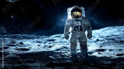 Astronaut standing on the m...