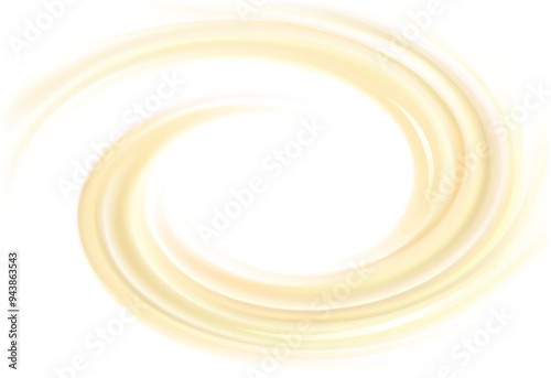 Light yellow color eddy flow aqua banner of rippled surface. Closeup view text space glowing center. Sweet yummy beige tasty volute melted fatty milky beige butter sign icon logo frame border symbol