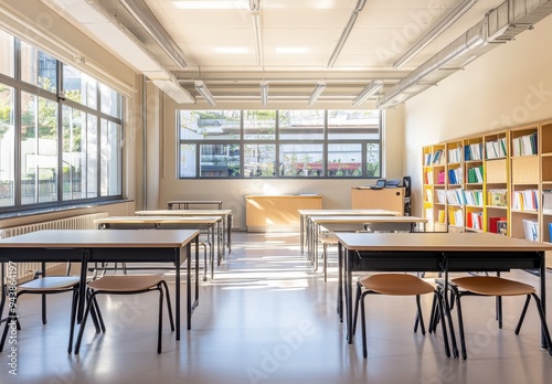 Wallpaper Mural Empty Classroom with Sunlight Streaming Through Windows Torontodigital.ca