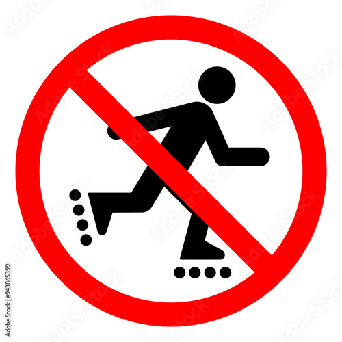 No Rollerblading Symbol Sign, Vector Illustration, Isolate On White Background Label .EPS10