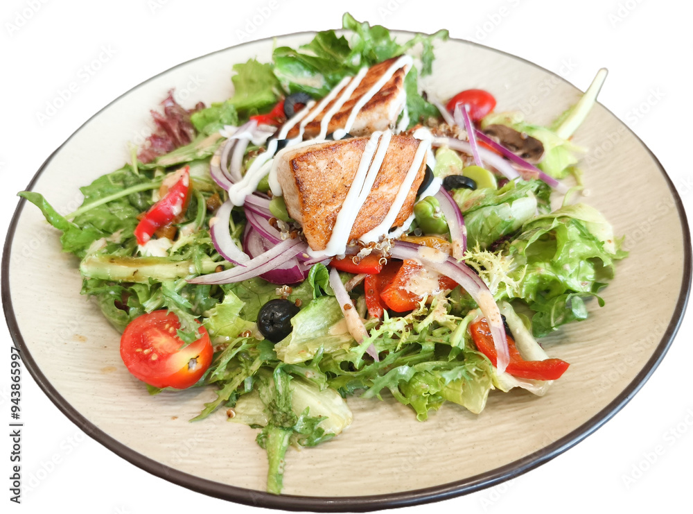 The delicious healthy food: Salmon Salad on a plate The delicious healthy food: Salmon Salad on a plate