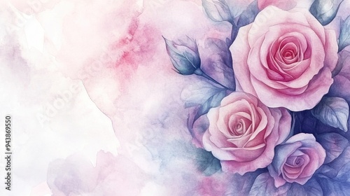 Watercolor illustration of beautiful spring flowers with roses suitable for Valentine s Day weddings and greeting cards